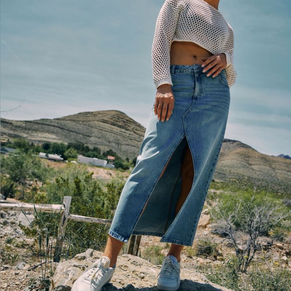 Garage Blue Denim Maxi Skirt